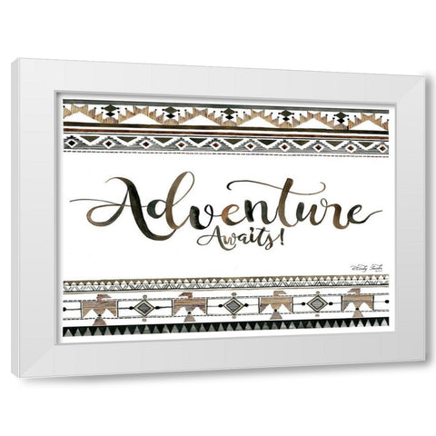 Adventure Awaits White Modern Wood Framed Art Print by Jacobs, Cindy