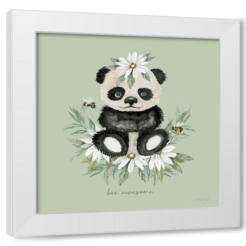 Baby Panda - Bee Awesome White Modern Wood Framed Art Print by Jacobs, Cindy