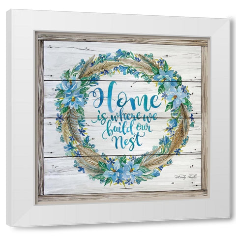 Home is Where We Build Our Nest White Modern Wood Framed Art Print by Jacobs, Cindy