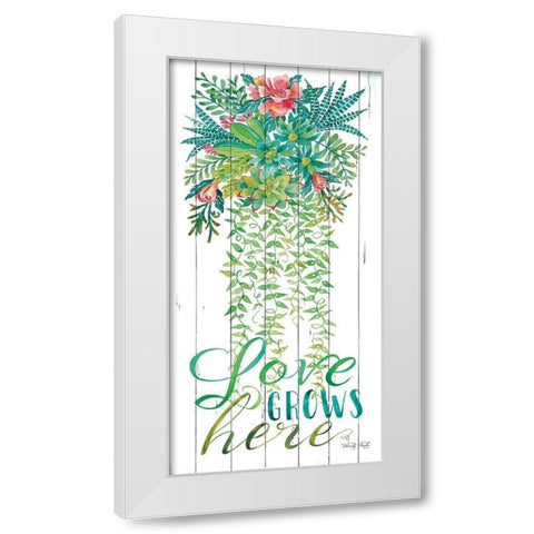 Love Grows Here White Modern Wood Framed Art Print by Jacobs, Cindy