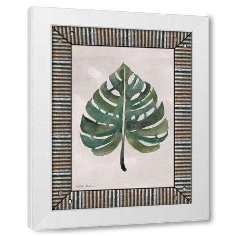 Monstera Leaf  White Modern Wood Framed Art Print by Jacobs, Cindy