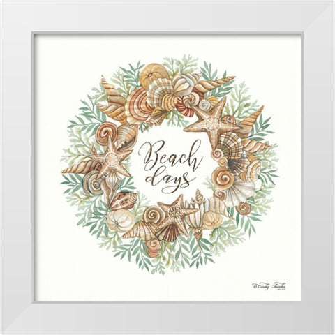 Beach Days Shell Wreath White Modern Wood Framed Art Print by Jacobs, Cindy