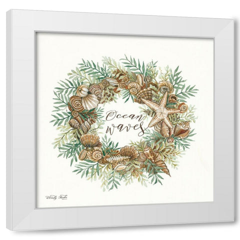 Ocean Waves Shell Wreath White Modern Wood Framed Art Print by Jacobs, Cindy
