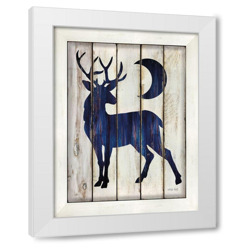 Midnight Blue Deer II White Modern Wood Framed Art Print by Jacobs, Cindy