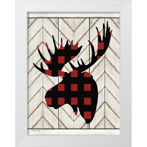 Plaid Moose White Modern Wood Framed Art Print by Jacobs, Cindy