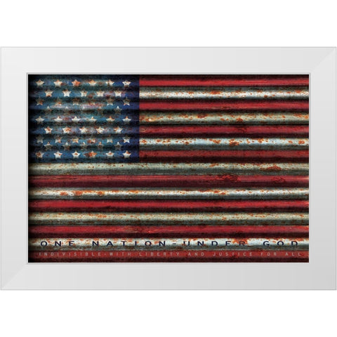 American Flag on Metal White Modern Wood Framed Art Print by Jacobs, Cindy