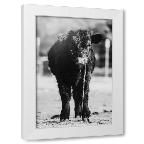 Single Cow White Modern Wood Framed Art Print by Diener, Dakota