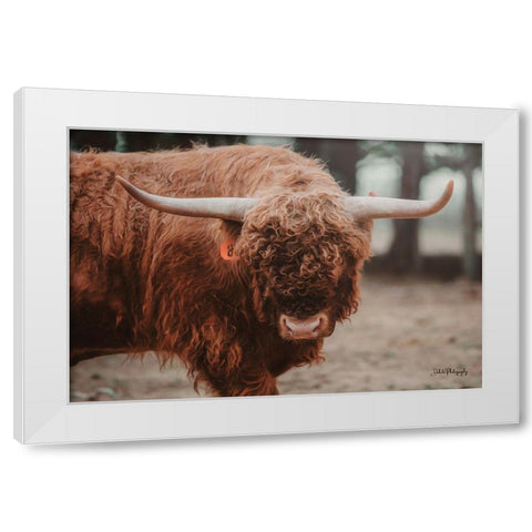 The Bull Look White Modern Wood Framed Art Print by Diener, Dakota