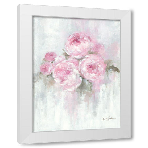 Pink Peonies White Modern Wood Framed Art Print by Coules, Debi