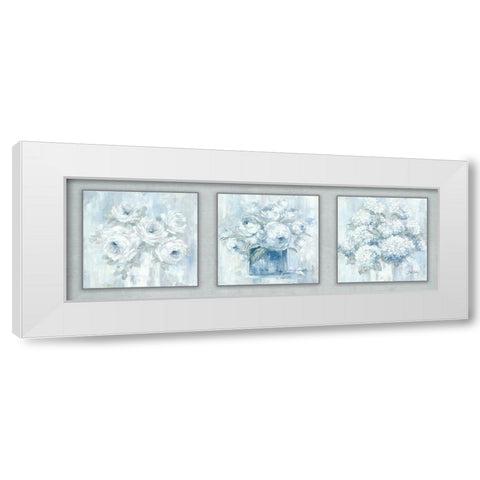 Trio of White Florals White Modern Wood Framed Art Print by Coules, Debi