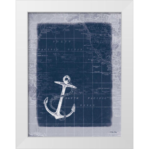 Anchor Map White Modern Wood Framed Art Print by Dee Dee