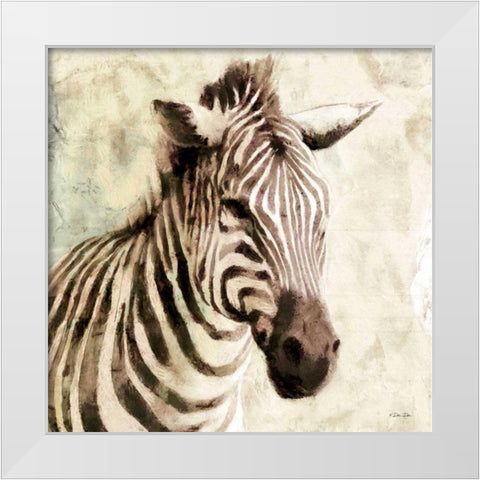 The Zebra White Modern Wood Framed Art Print by Dee Dee