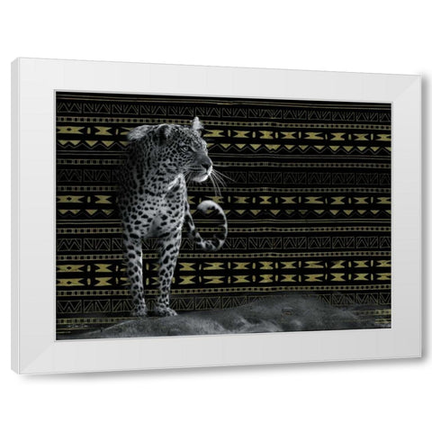 Patterned Leopard White Modern Wood Framed Art Print by Dee Dee
