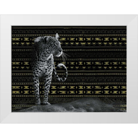 Patterned Leopard White Modern Wood Framed Art Print by Dee Dee