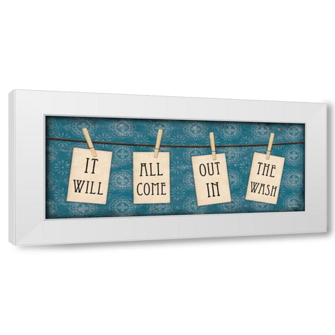 Laundry Clothespin Notes White Modern Wood Framed Art Print by Dee Dee