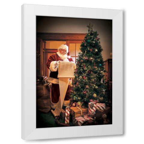 Naughty or Nice? White Modern Wood Framed Art Print by Dee Dee