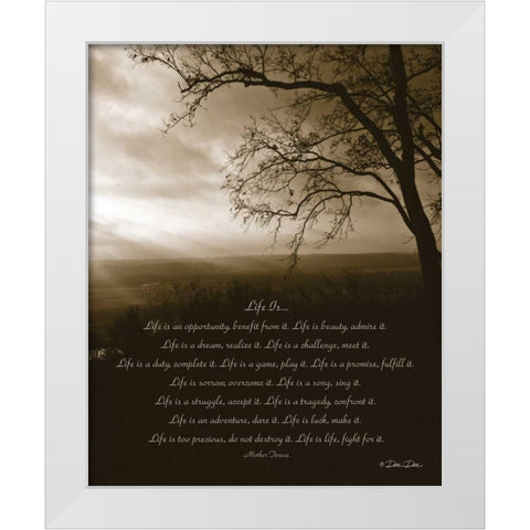 Life Is... White Modern Wood Framed Art Print by Dee Dee