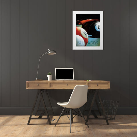 Billiards White Modern Wood Framed Art Print by Dee Dee