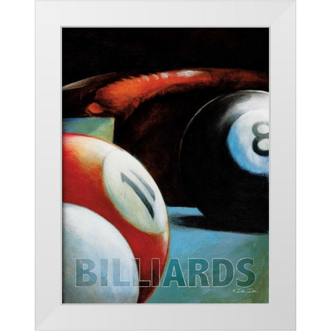 Billiards White Modern Wood Framed Art Print by Dee Dee