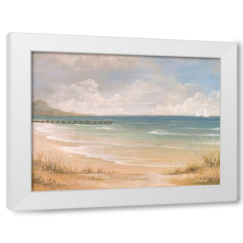 Pier View White Modern Wood Framed Art Print by Dee Dee