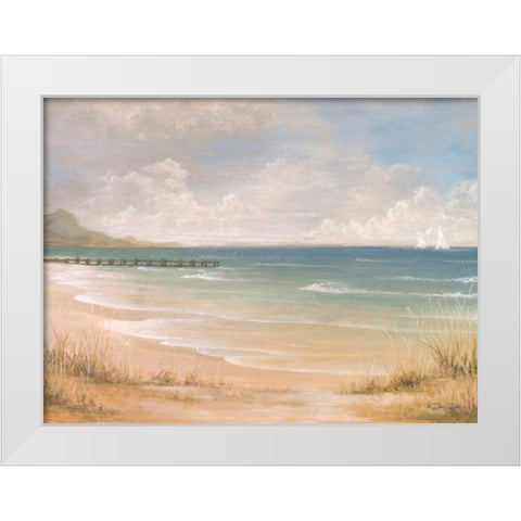 Pier View White Modern Wood Framed Art Print by Dee Dee