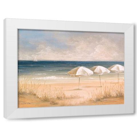 Atlantic Umbrellas White Modern Wood Framed Art Print by Dee Dee