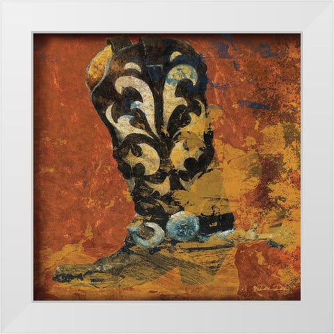 Cowboy Boot White Modern Wood Framed Art Print by Dee Dee