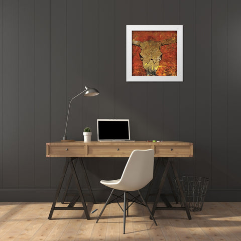 Skull White Modern Wood Framed Art Print by Dee Dee