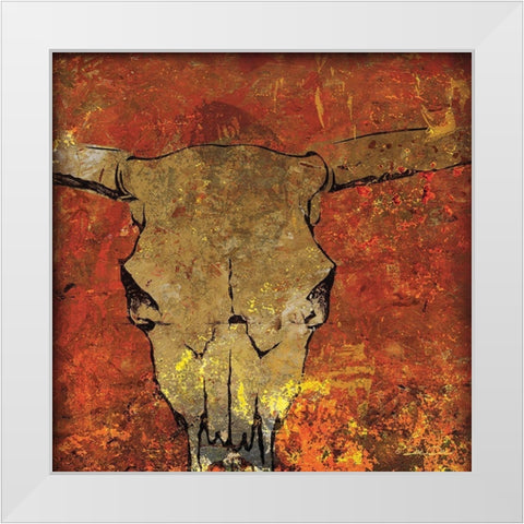 Skull White Modern Wood Framed Art Print by Dee Dee
