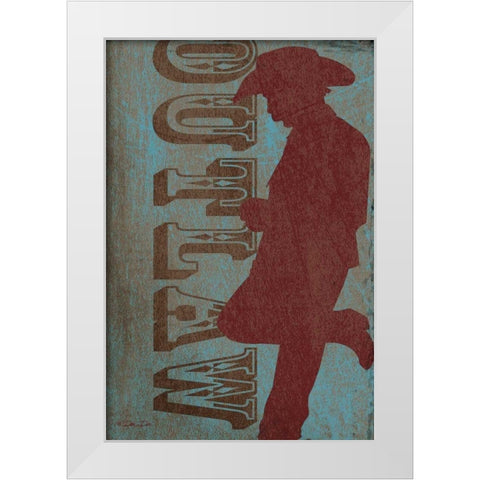 Cowboy White Modern Wood Framed Art Print by Dee Dee