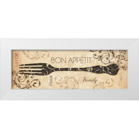 Bon Appetit White Modern Wood Framed Art Print by Dee Dee