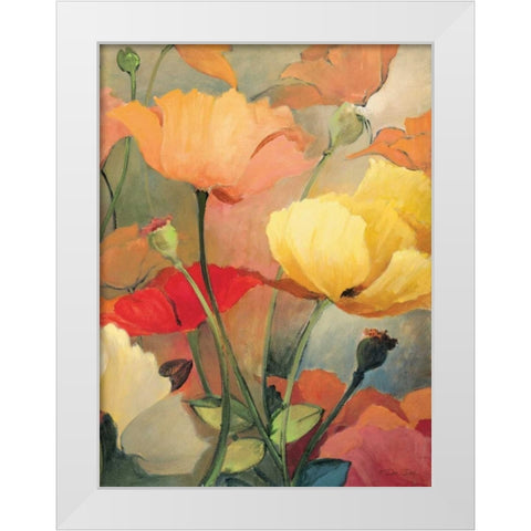 Spring Blooms II White Modern Wood Framed Art Print by Dee Dee