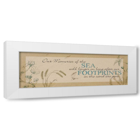 Footprints in the Sand     White Modern Wood Framed Art Print by Dee Dee