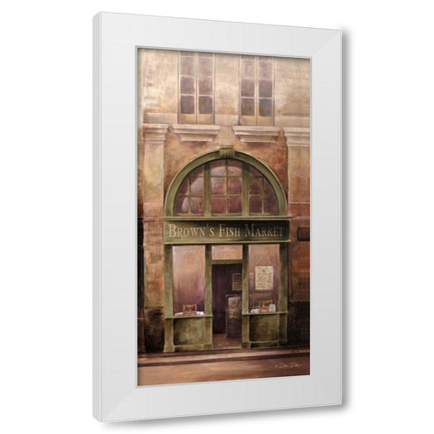Fish Market White Modern Wood Framed Art Print by Dee Dee