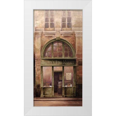 Fish Market White Modern Wood Framed Art Print by Dee Dee