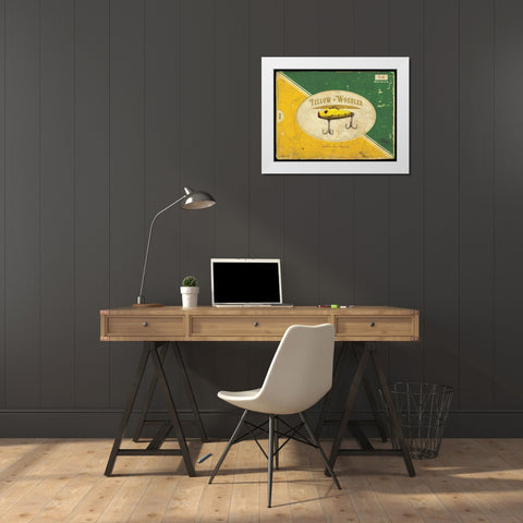 Yellow Wobbler White Modern Wood Framed Art Print by Dee Dee