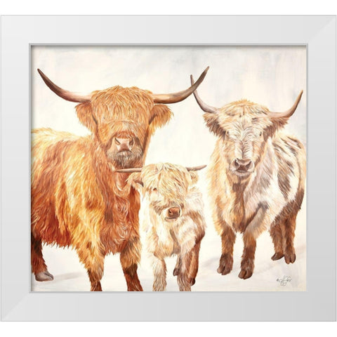 Hairy Highland Cattle White Modern Wood Framed Art Print by Fifer, Diane