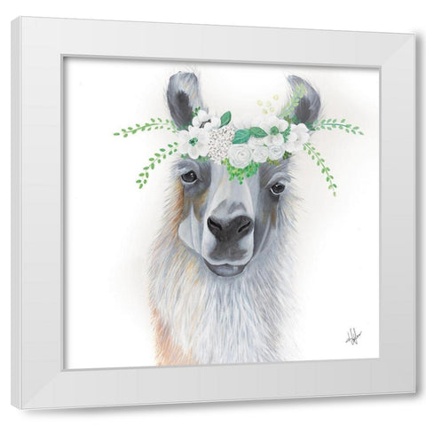 Floral Llama   White Modern Wood Framed Art Print by Fifer, Diane