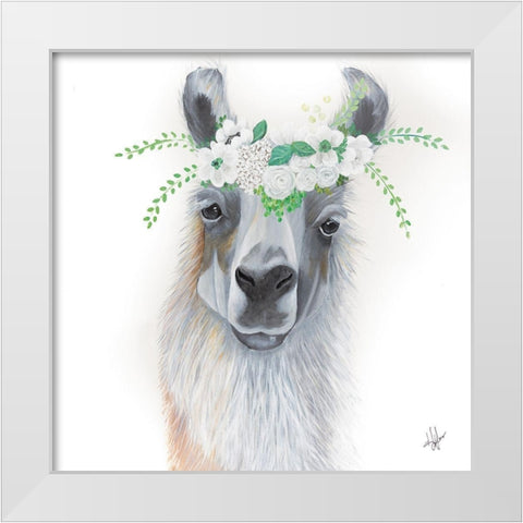Floral Llama   White Modern Wood Framed Art Print by Fifer, Diane