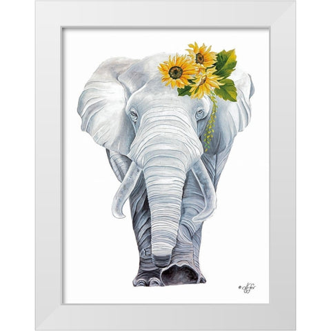 Sunflower Ellie     White Modern Wood Framed Art Print by Fifer, Diane