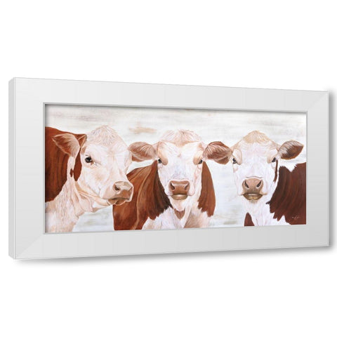 The Herefords White Modern Wood Framed Art Print by Fifer, Diane