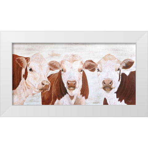 The Herefords White Modern Wood Framed Art Print by Fifer, Diane