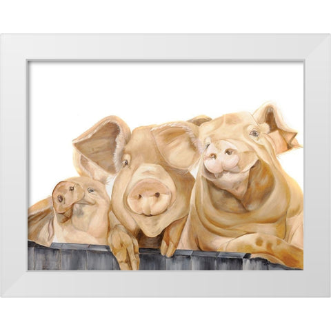 Three Pigs White Modern Wood Framed Art Print by Fifer, Diane