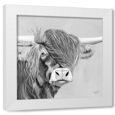 Shaggy Highland White Modern Wood Framed Art Print by Fifer, Diane