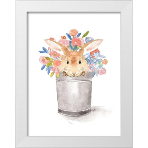 Camilla the Bunny White Modern Wood Framed Art Print by Dogwood Portfolio