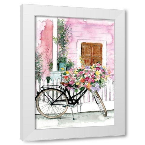 Spring Bike Ride White Modern Wood Framed Art Print by Dogwood Portfolio