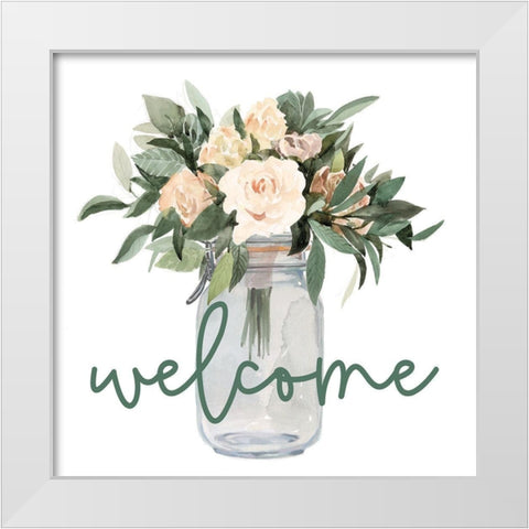 Welcome Flowers White Modern Wood Framed Art Print by Dogwood Portfolio
