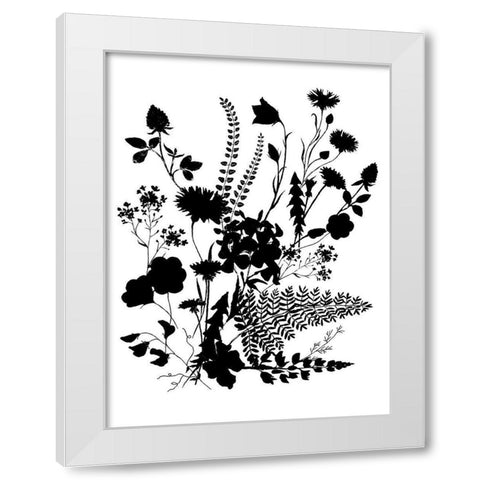 Inked Flowers White Modern Wood Framed Art Print by Dogwood Portfolio