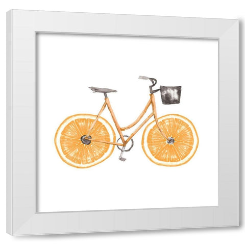 Orange Bike White Modern Wood Framed Art Print by Dogwood Portfolio