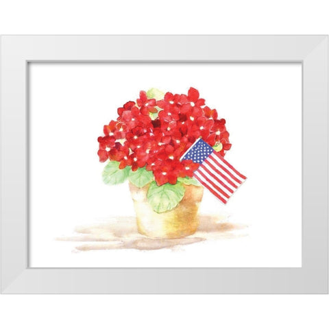 Patriotic Flowers White Modern Wood Framed Art Print by Dogwood Portfolio
